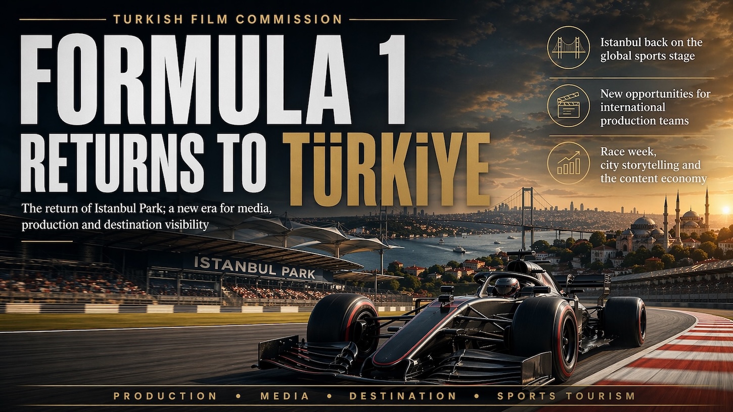 Formula 1 themed magazine cover showing a racing car at Istanbul Park with the Istanbul skyline, highlighting Türkiye’s return to the global motorsport stage.